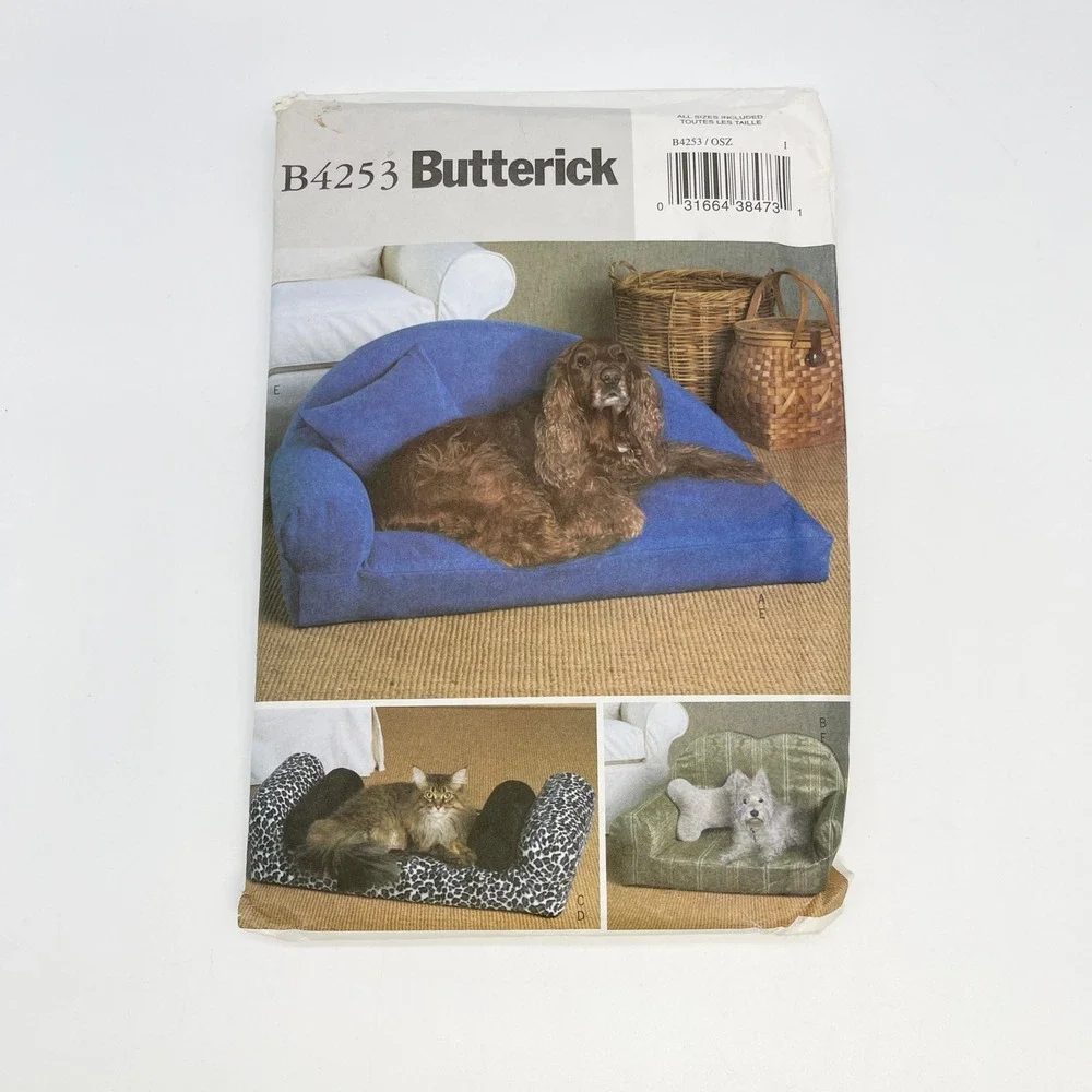 Butterick Pet Bed Sewing Pattern B4253 Dog Cat Bed DIY Crafty Uncut 2004